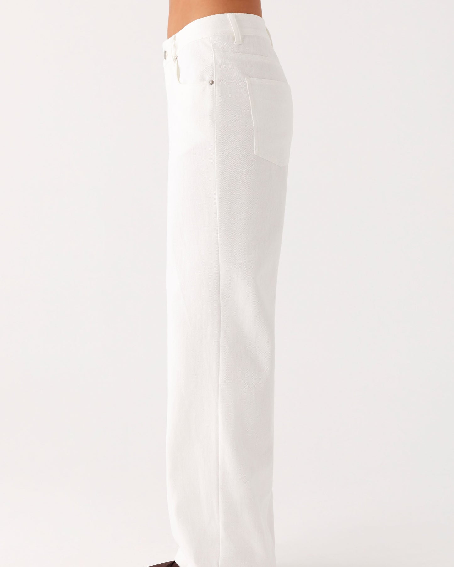 White Basic Straight Leg Denim Jeans