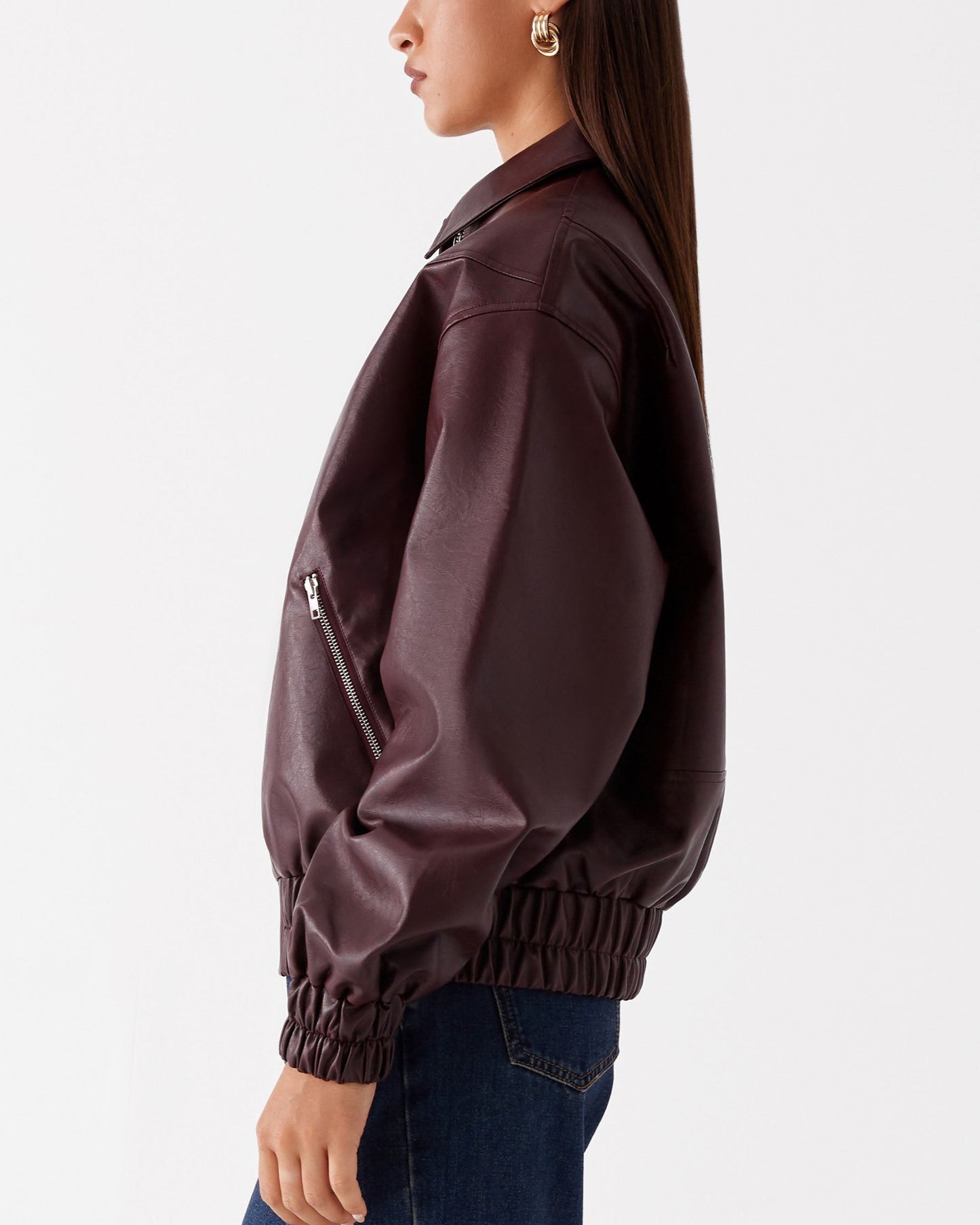 Wine Bomber Jacket Vegan Leather