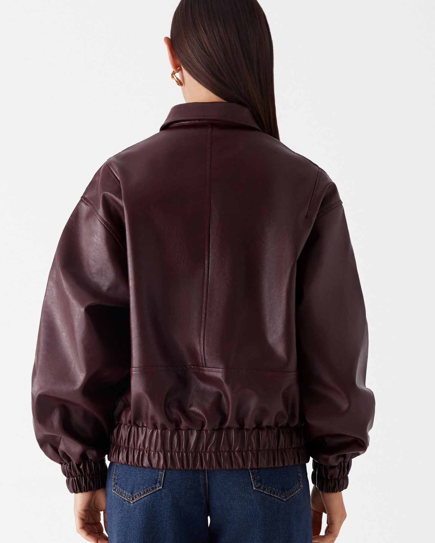 Wine Bomber Jacket Vegan Leather