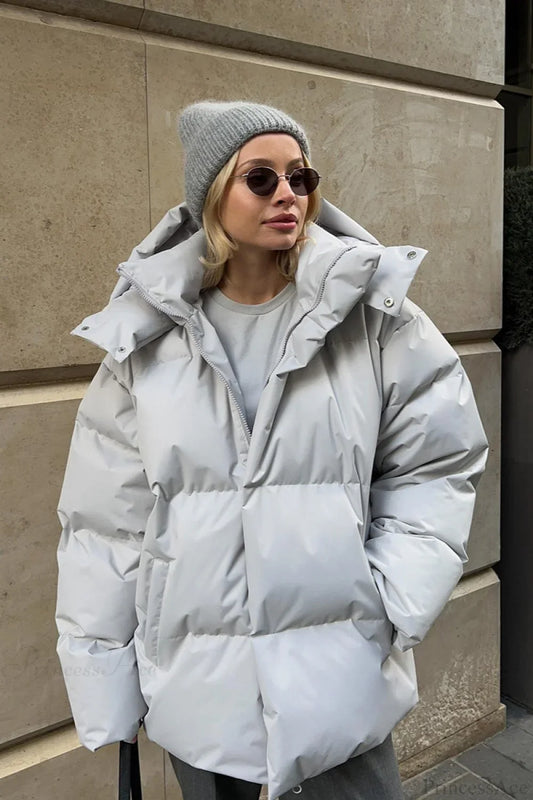 Oversize Minimalist Hooded Cotton Coat