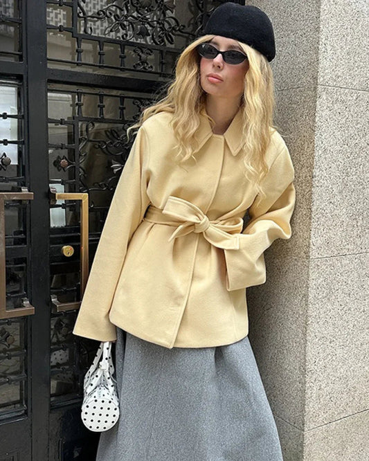 Classic mid-length coat with belt