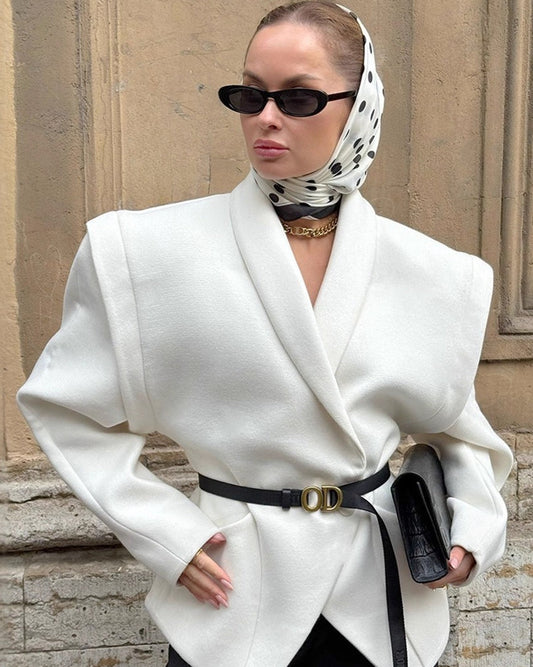 Wool Blend Belted Waist Coat