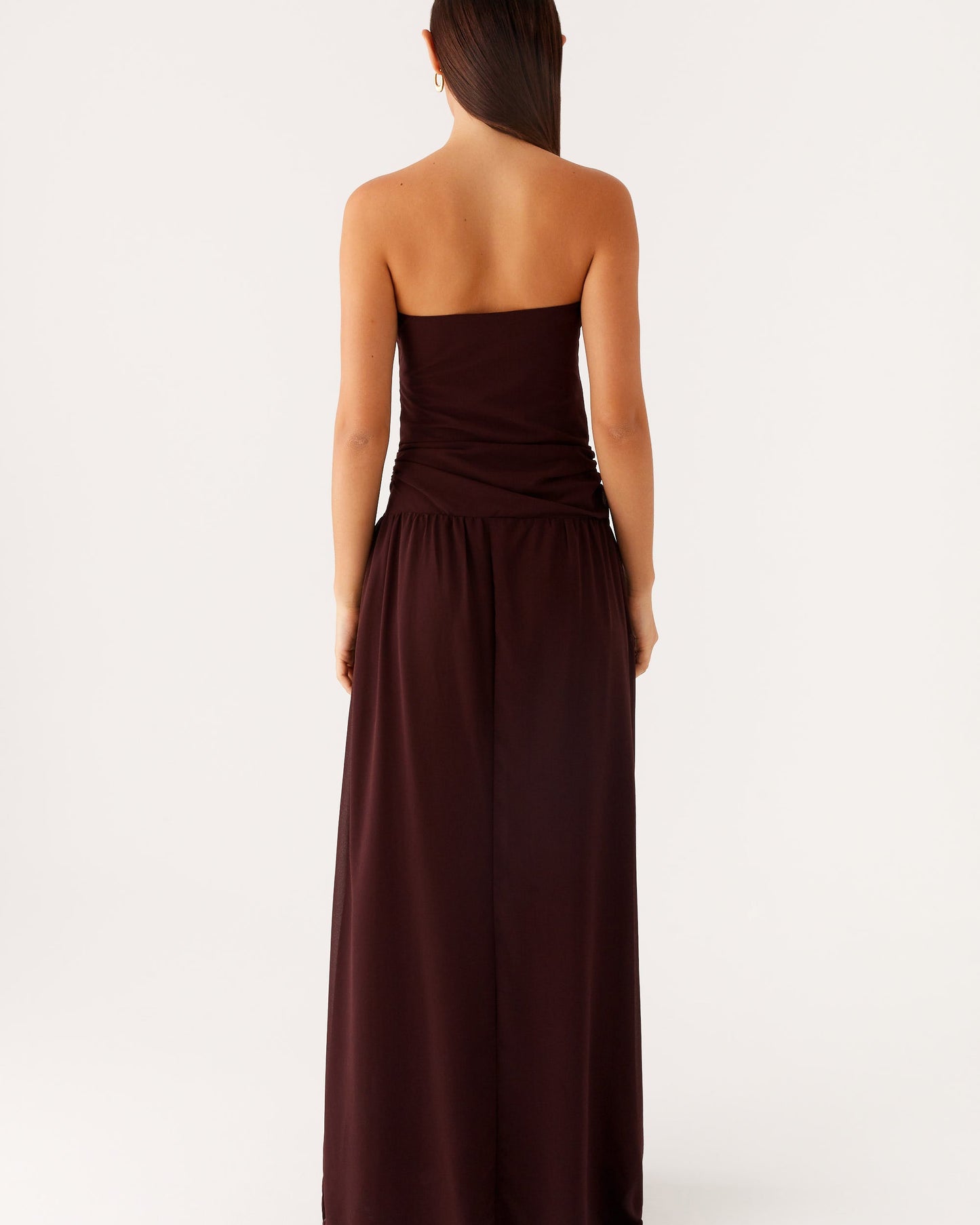 Brown Strapless Maxi Dress