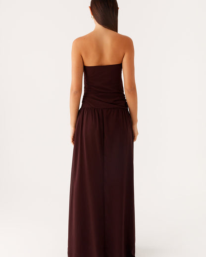 Brown Strapless Maxi Dress