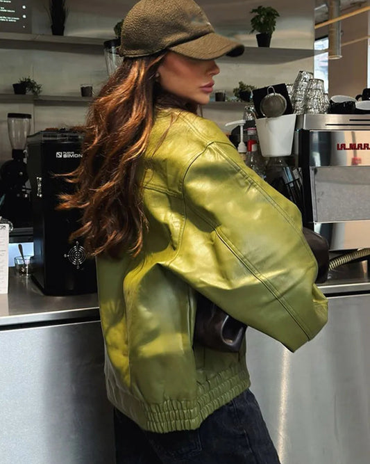 Green Olive  Leather Jacket