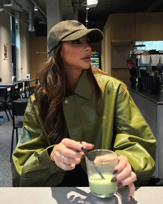 Green Olive  Leather Jacket