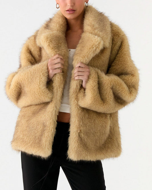 Milika Faux Fur Coat - Beige