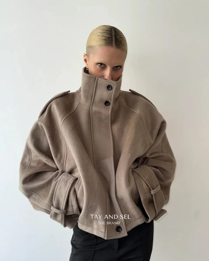 Minimalist Buttoned Wool Short Coat