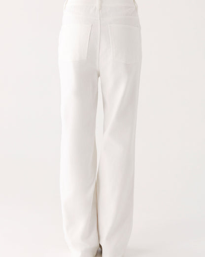 White Basic Straight Leg Denim Jeans