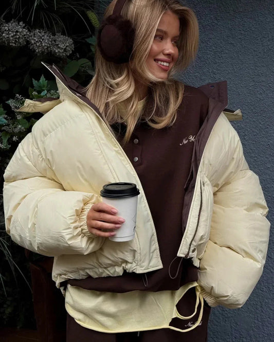 Casual short cotton coat Baby yellow