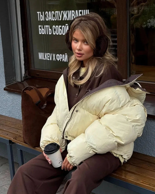 Casual short cotton coat Baby yellow