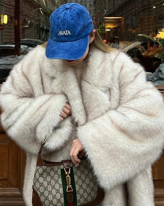 Minimalist oversized faux fur coat