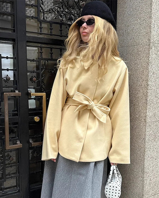 Classic mid-length coat with belt